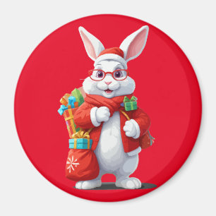 Bunny i Santa Costume Adsible Funny jul Magnet