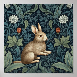 Bunny i skogen art nouveau poster