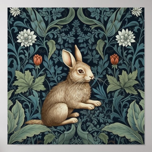Bunny i skogen art nouveau poster (Framsidan)
