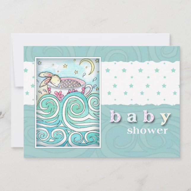 Bunny i Tekopp Baby Shower-inbjudningar Inbjudningar (Framsida)