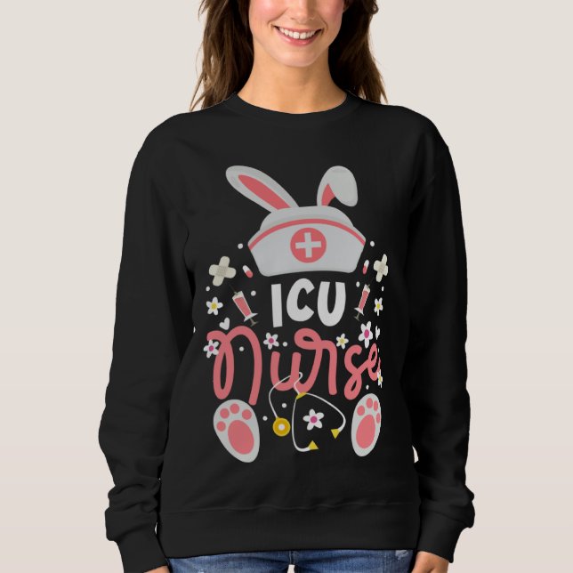 Bunny ICU Nurse Cute Bunny Ears Intensive Care Uni T Shirt (Framsida)