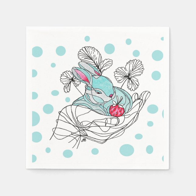 Bunny In Hand Napkin Pappersservett (Framsidan)