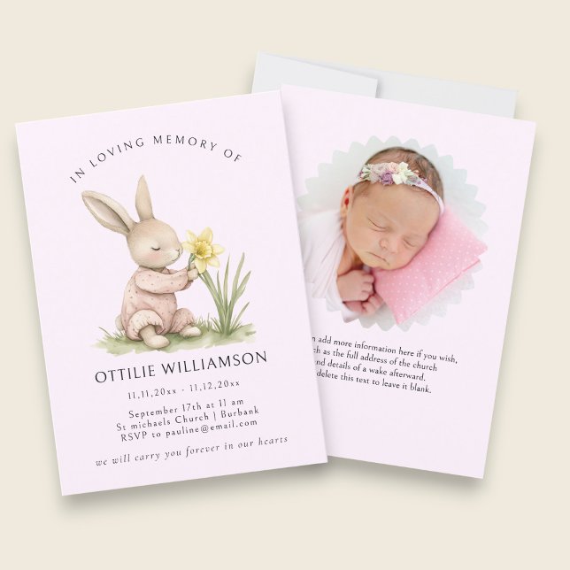 Bunny In Loving Memory Announcement Inbjudningar (Skapare uppladdad)