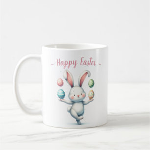 Bunny Juggling Colorful Påskäggs Kaffemugg