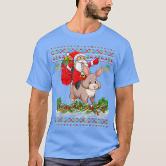 Bunny Julafton Pajamas Ugly Santa Riding Bunny Chr T Shirt