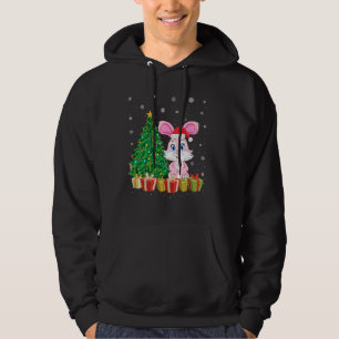 Bunny Julafton Träd Lighting Santa Hat Bunny jul Hoodie