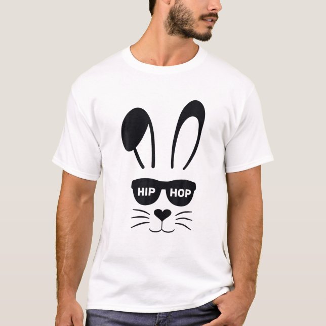 Bunny kanin Ansikte med solglasögon Påsk Day Boys T Shirt (Framsida)