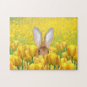 Bunny kanin i tulpaner pussel