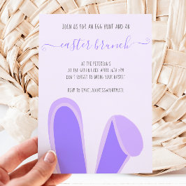 Bunny kanin öron lila påsk brunch-äggjakt inbjudningar