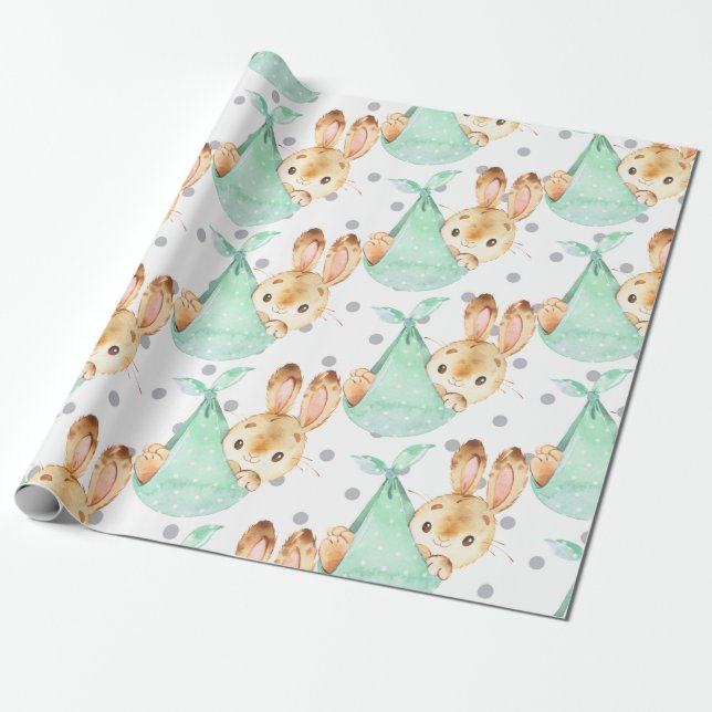Bunny kanin Unge Cute Nursery Baby Gift Presentpapper (Utrullad)