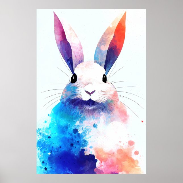 Bunny kanit Vild Nature Animal Färg Painting Poster (Framsidan)
