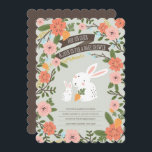 Bunny Kärlek Baby Shower Inbjudan<br><div class="desc">Sötbunnydesign dekorerad med ljusa blommor av färgad. Illustration by Shelby Allison.</div>