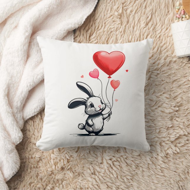 Bunny Kärlek Balloons Kudde (Filt)