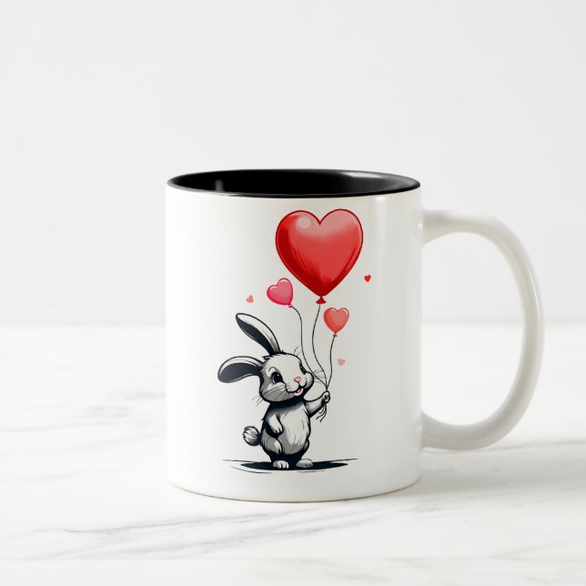 Bunny Kärlek Balloons Två-Tonad Mugg (Höger)