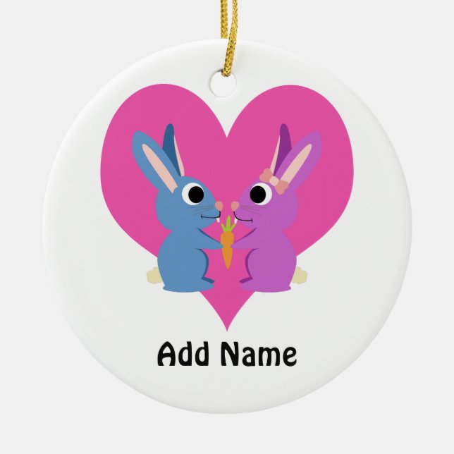Bunny Kärlek Julgransprydnad Keramik (Framsidan)