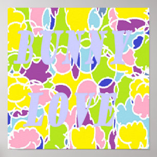 Bunny Kärlek klarljussken färg nästan pastellskugg Poster