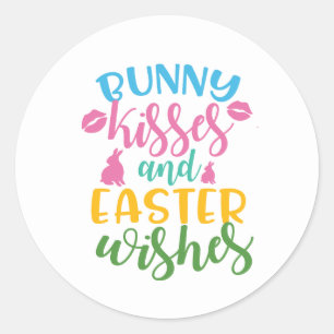 Bunny kisses och Påsk önskemål Helgdag Runt Klistermärke