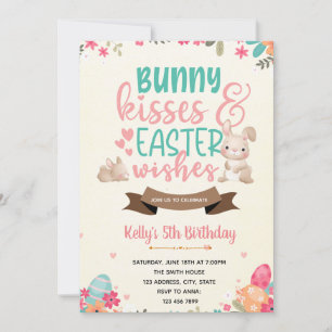 Bunny kisses och påsk önskemål inbjudan