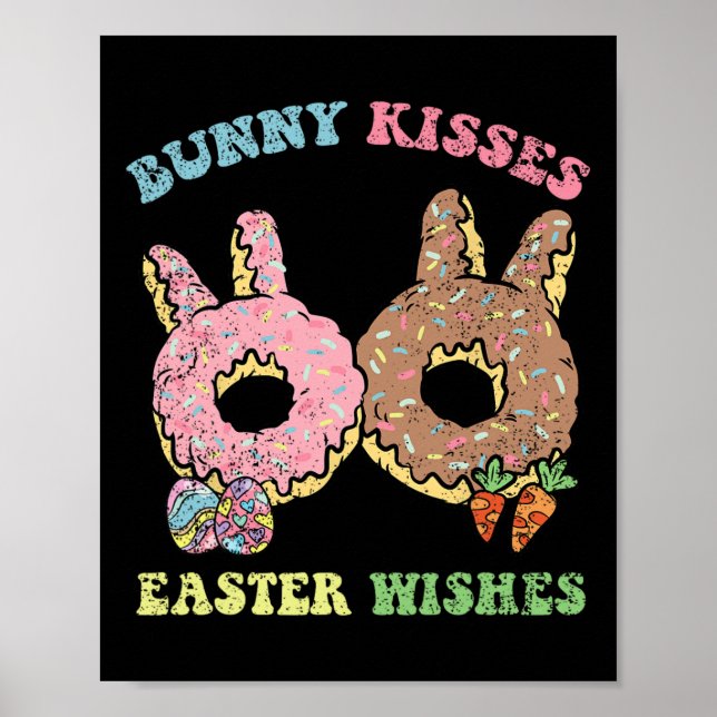 Bunny Kisses Påsk Önskemål Bunny Donut Egg Hunting Poster (Framsidan)