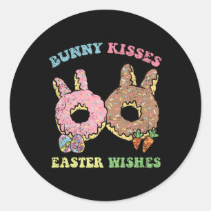 Bunny Kisses Påsk Önskemål Bunny Donut Egg Hunting Runt Klistermärke