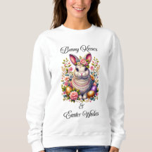 Bunny Kisses & Påsk Önskemål Kvinnors sötskjorta