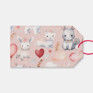 Bunny & Lamb Cupid Favor Tags – Blush & Peach Presentetikett
