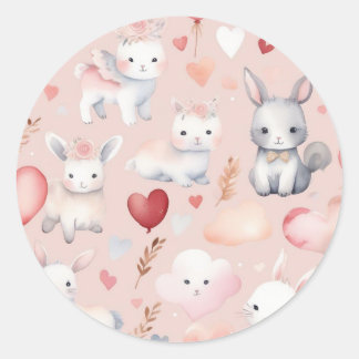 Bunny & Lamb Cupid Stickers – Watercolor Baby Runt Klistermärke