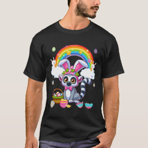 Bunny Lemur Påsk Hunting Eggs Basket Colorful Ra T Shirt