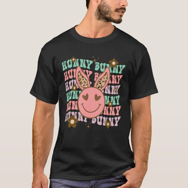 Bunny Leopard Hunny Smiling Ögon Rabbit Lycklig Ös T Shirt (Framsida)