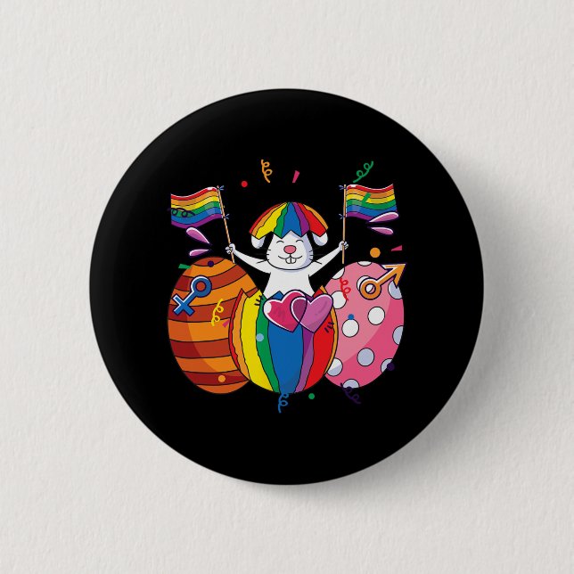 Bunny Lgbt Q Pride Påsk Cute Rabbit Ally Gay Rai Knapp (Framsida)