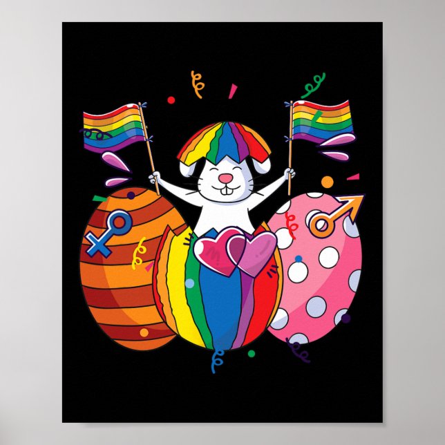 Bunny Lgbt Q Pride Påsk Cute Rabbit Ally Gay Rai Poster (Framsidan)
