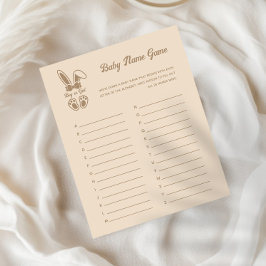 Bunny Light Beige Gender Reveal Baby Namn Game