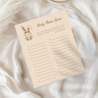 Bunny Light Beige Gender Reveal Baby Namn Game