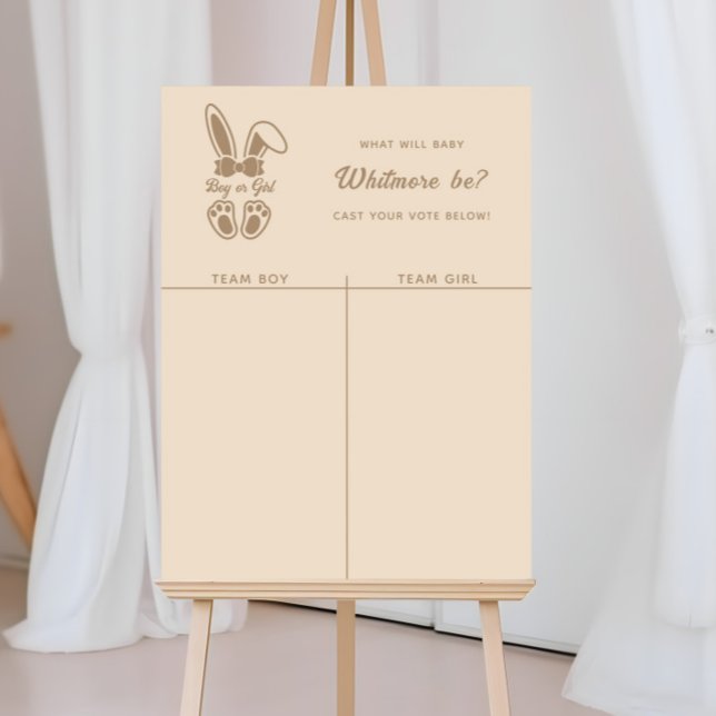 Bunny Light Beige Gender Reveal Boy eller Girl Cha Poster (Skapare uppladdad)