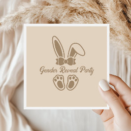 Bunny Light Beige Minimalist Gender Reveal Pappersservett