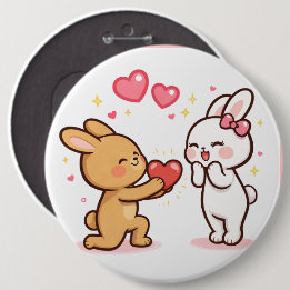 Bunny Love Heart Gift Cute Cartoon Design Knapp