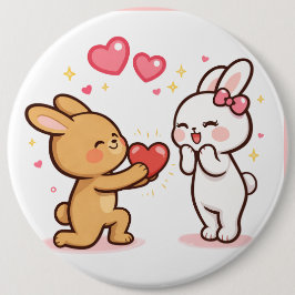 Bunny Love Heart Gift Cute Cartoon Design Knapp