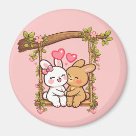 Bunny Love Series — Cute Romantic Rabbit Art Magnet