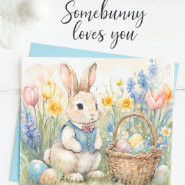 Bunny Loves You Easter Holiday (for kids) Postcard Helg Vykort
