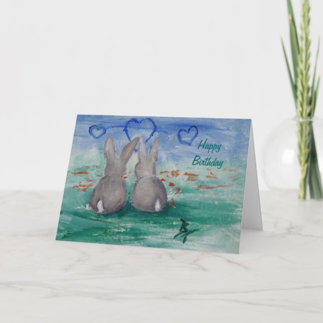 Bunny Lovin aceo Birthday Card Kort (Framsida)