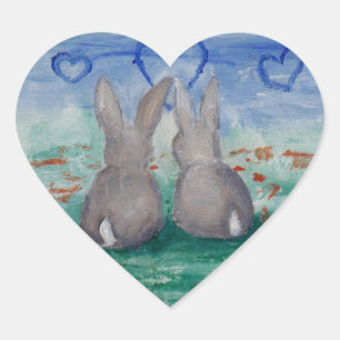 Bunny Lovin aceo Sticker Hjärtformat Klistermärke