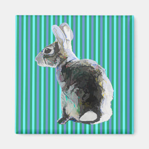 Bunny Magnet på Stripe Blue Background