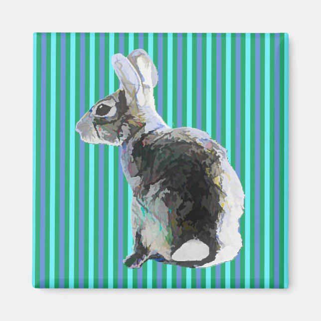 Bunny Magnet på Stripe Blue Background (Framsidan)