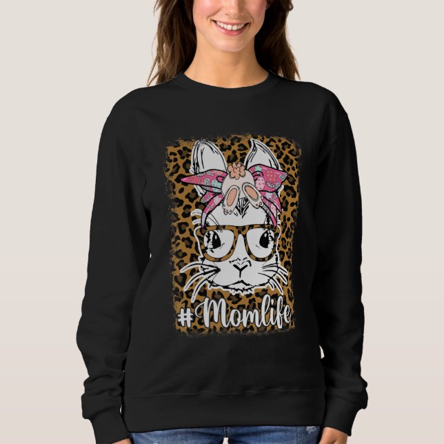 Bunny Mamma Bunny Öron Glass Bow Mamma Life Messy  T Shirt (Framsida)