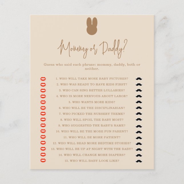 Bunny mamma eller babyduschspel (Framsida)