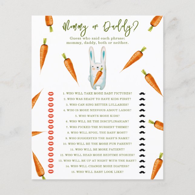 Bunny - mamma- eller pappbabyduschspel (Framsida)