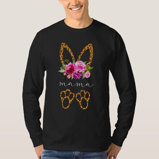Bunny Mamma Leopard Påsk För manar kvinnor T Shirt (Framsida)