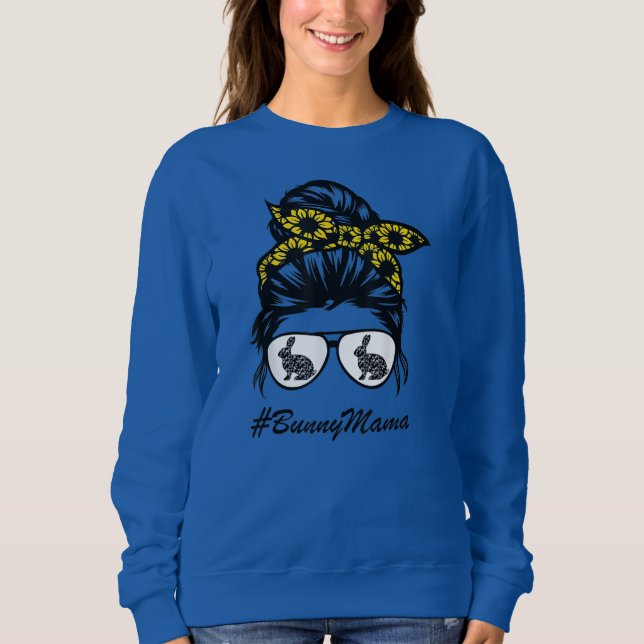 Bunny Mamma Messy Bun Solrosrabbit Mamma Messy T Shirt (Framsida)