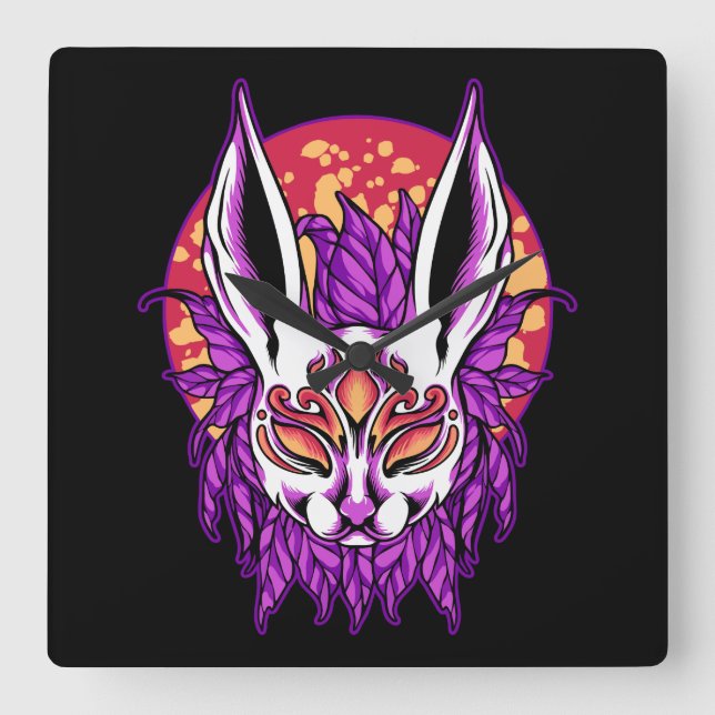 Bunny Mask Fyrkantig Klocka (Framsida)
