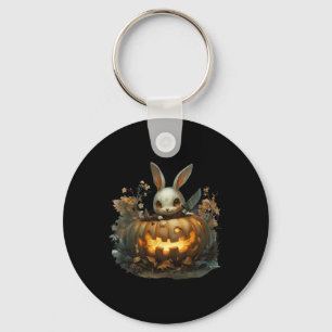 Bunny Mayhem Creepy Halloween Bunny Pumpkin Nyckelring